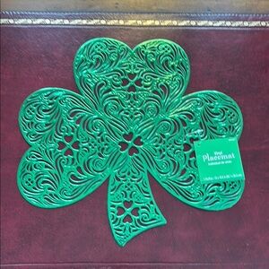 Green Shamrock Vinyl Placemat 15” x 15.5”